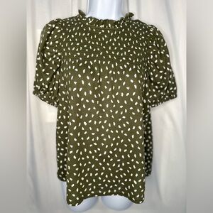 LOFT Green Boxy Blouse with Peter Pan Collar(822)